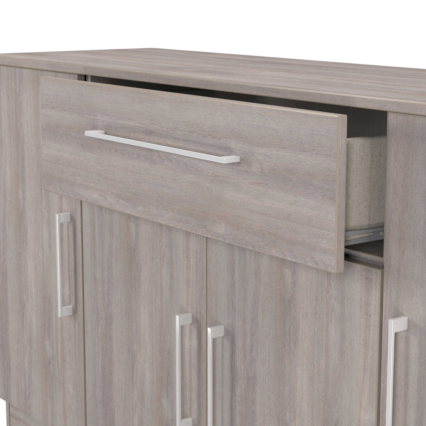 Worcester Large Sideboard Light Grey 4 Doors 2 Shelves 1 Drawer 144cm