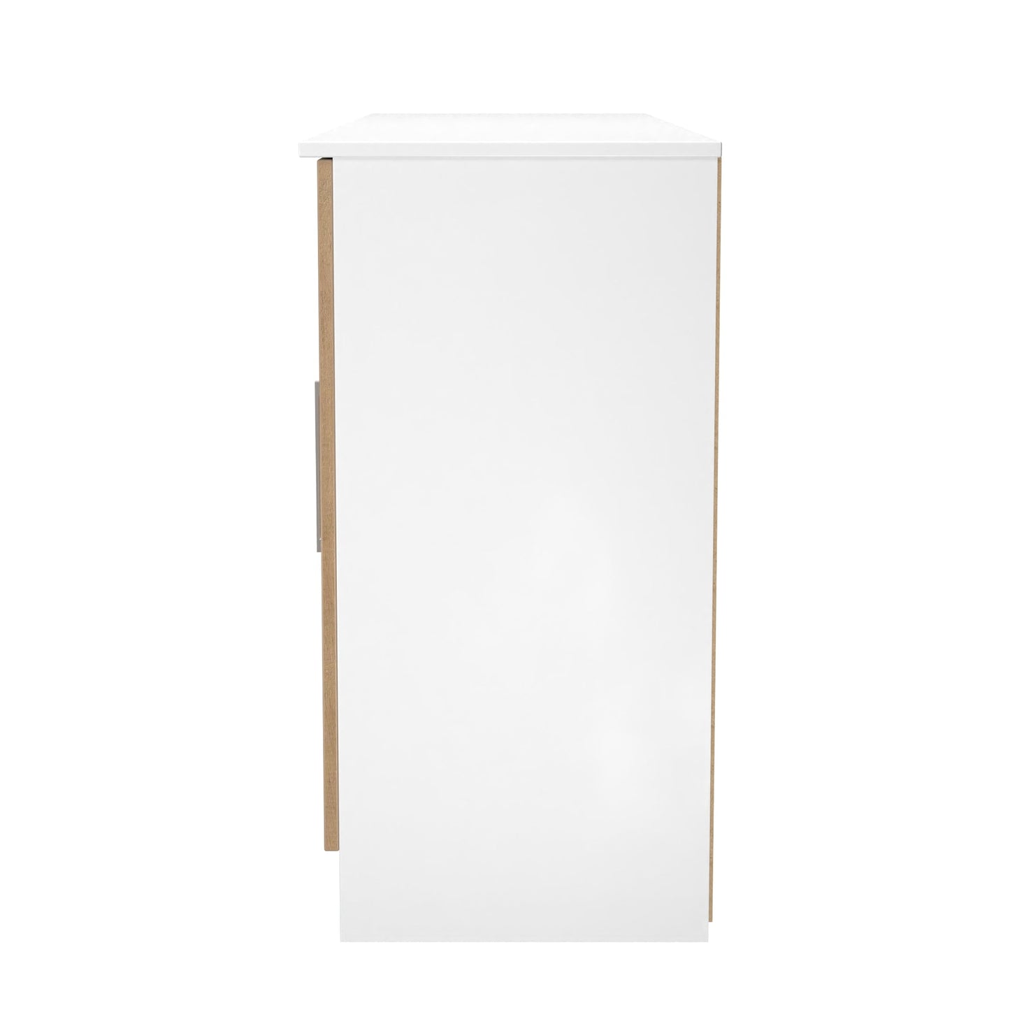 Worcester Large Sideboard White & Light Oak 4 Doors 2 Shelves 1 Drawer 144cm