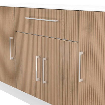 Worcester Large Sideboard White & Light Oak 4 Doors 2 Shelves 1 Drawer 144cm