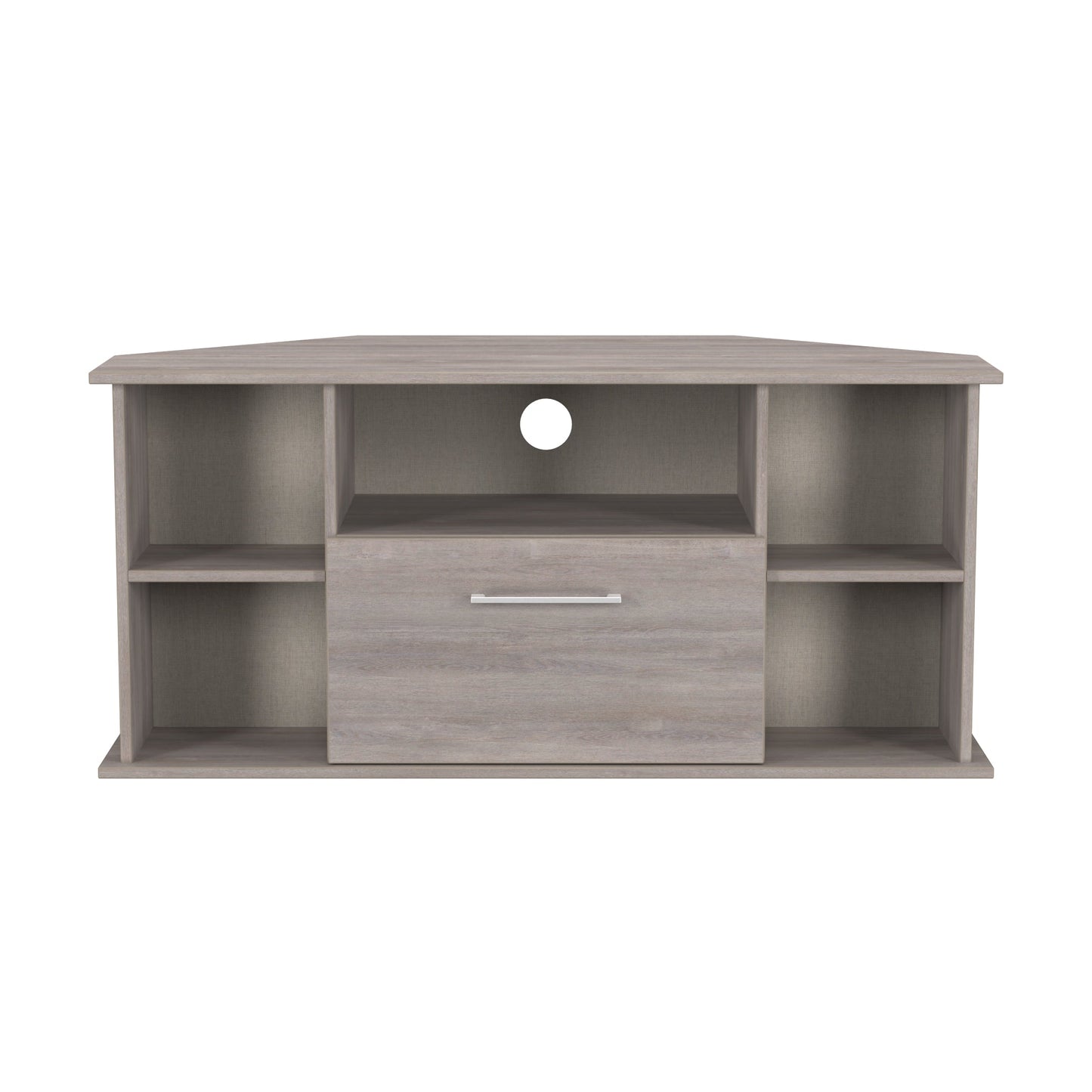 Worcester Corner Corner TV Unit Light Grey 5 Shelves 1 Drawer 110cm