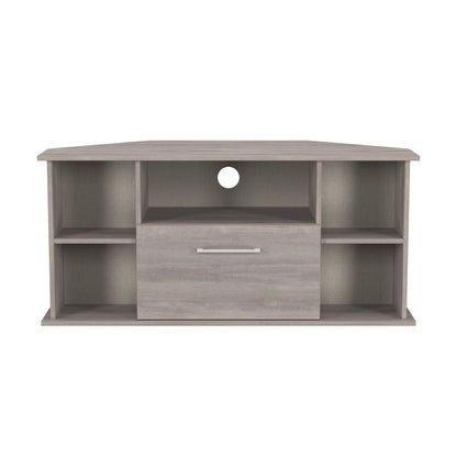 Worcester Corner Corner TV Unit Light Grey 5 Shelves 1 Drawer 110cm