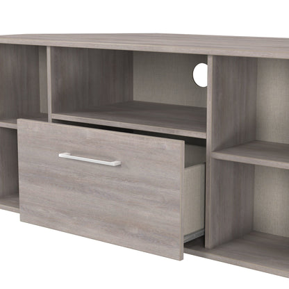 Worcester Corner Corner TV Unit Light Grey 5 Shelves 1 Drawer 110cm