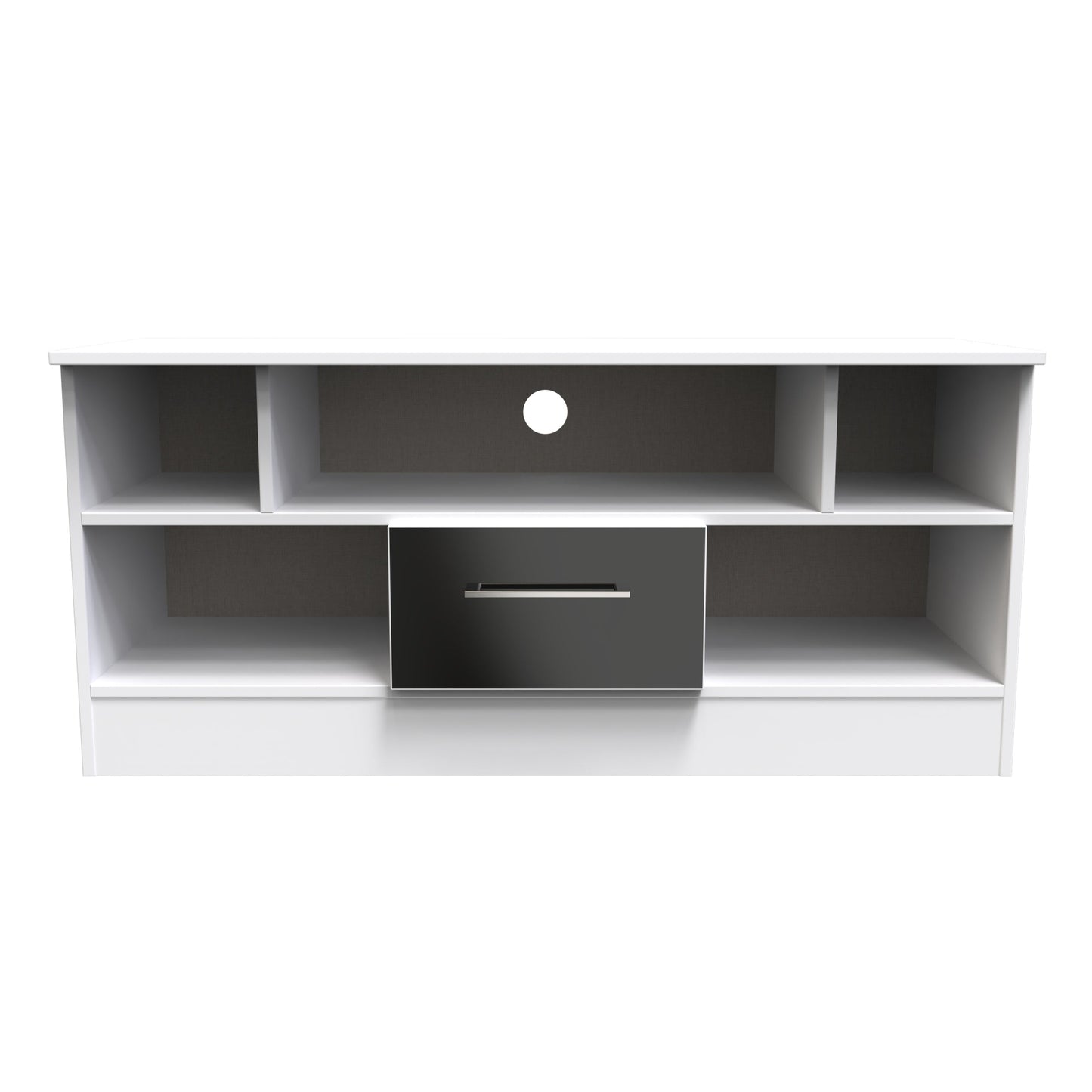 Worcester TV Unit Black & White 5 Shelves 1 Drawer 110cm