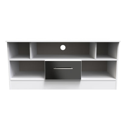 Worcester TV Unit Black & White 5 Shelves 1 Drawer 110cm