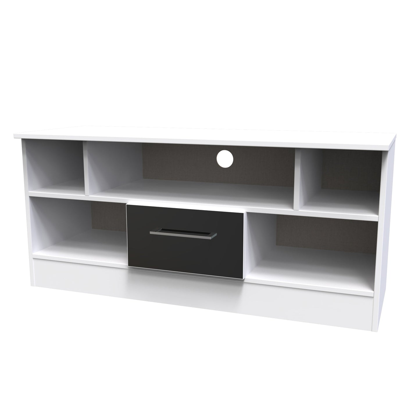 Worcester TV Unit Black & White 5 Shelves 1 Drawer 110cm