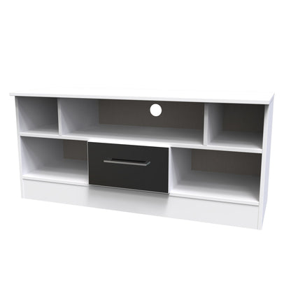 Worcester TV Unit Black & White 5 Shelves 1 Drawer 110cm