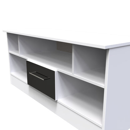 Worcester TV Unit Black & White 5 Shelves 1 Drawer 110cm