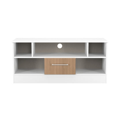 Worcester TV Unit White & Light Oak 5 Shelves 1 Drawer 110cm