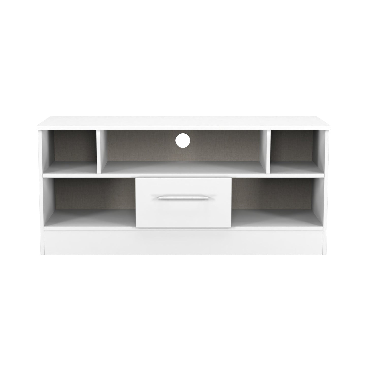 Worcester TV Unit White 5 Shelves 1 Drawer 110cm