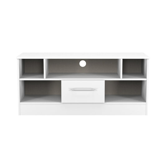Worcester TV Unit White 5 Shelves 1 Drawer 110cm