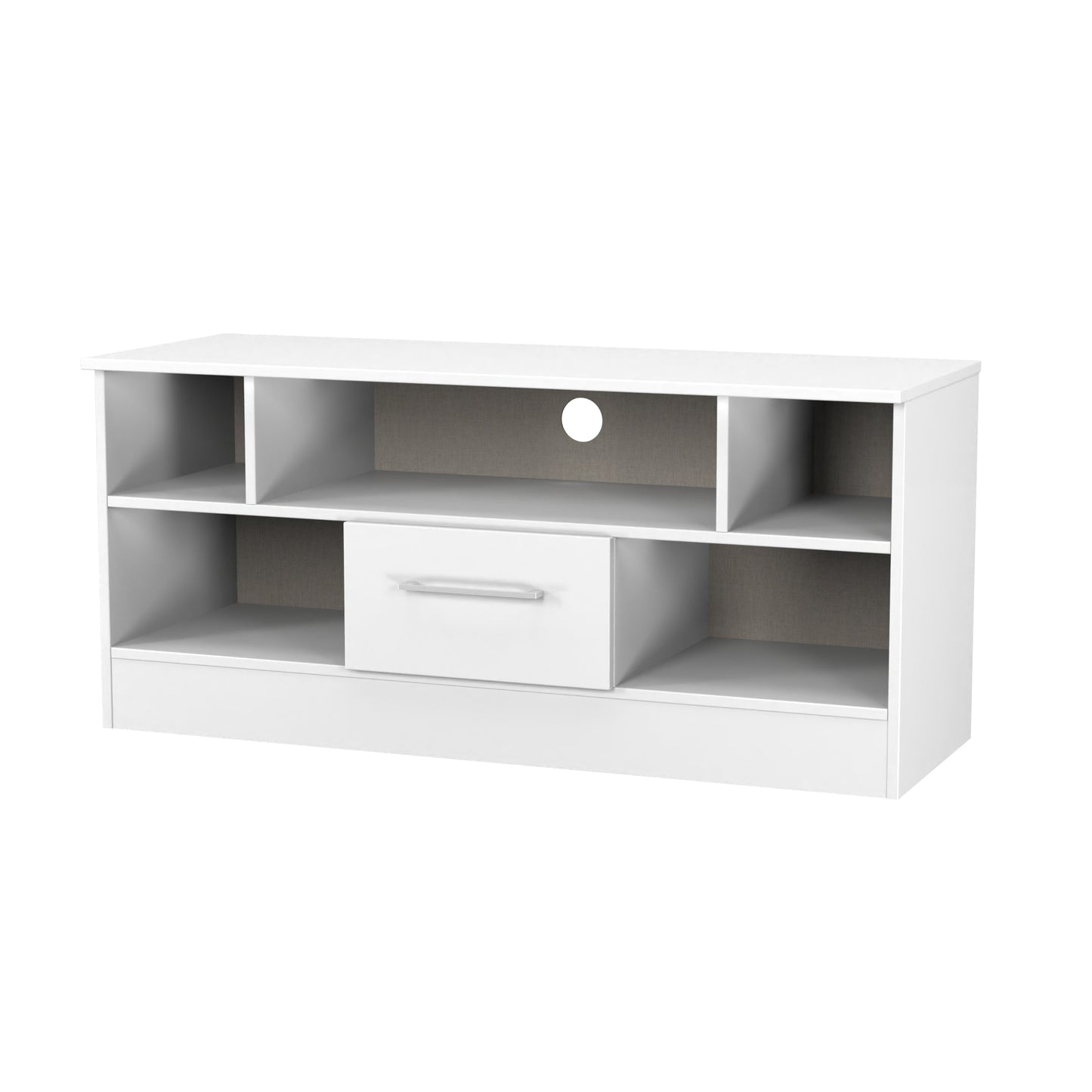 Worcester TV Unit White 5 Shelves 1 Drawer 110cm