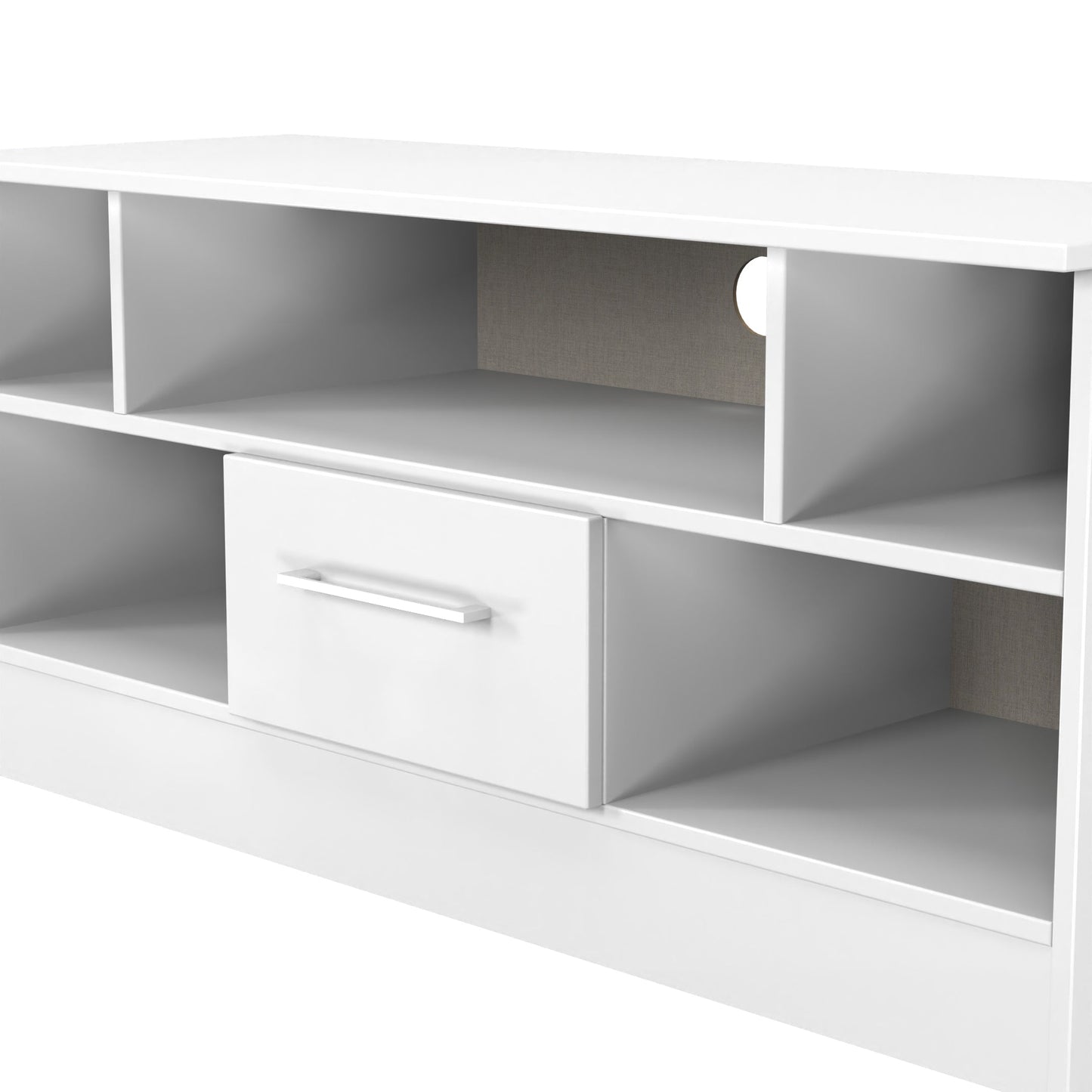 Worcester TV Unit White 5 Shelves 1 Drawer 110cm