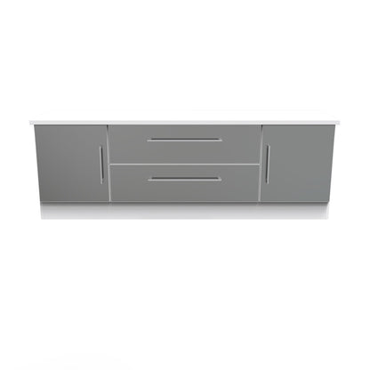Worcester TV Unit Black & White 2 Drawers 2 Doors 144cm