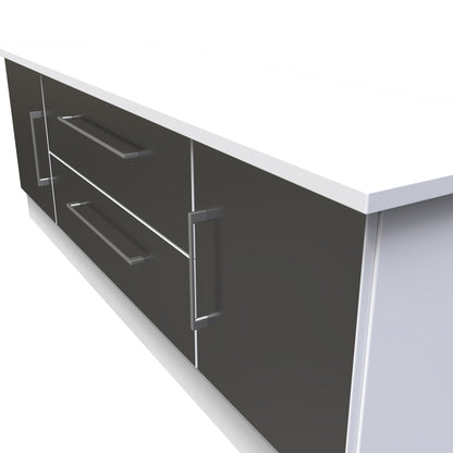 Worcester TV Unit Black & White 2 Drawers 2 Doors 144cm
