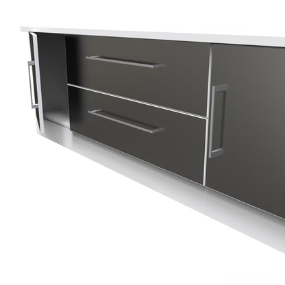 Worcester TV Unit Black & White 2 Drawers 2 Doors 144cm