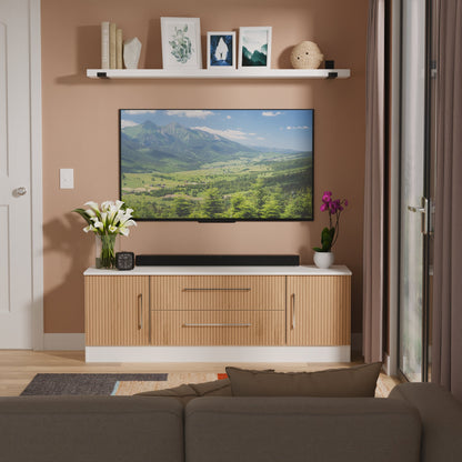 Worcester TV Unit White & Light Oak 2 Drawers 2 Doors 144cm