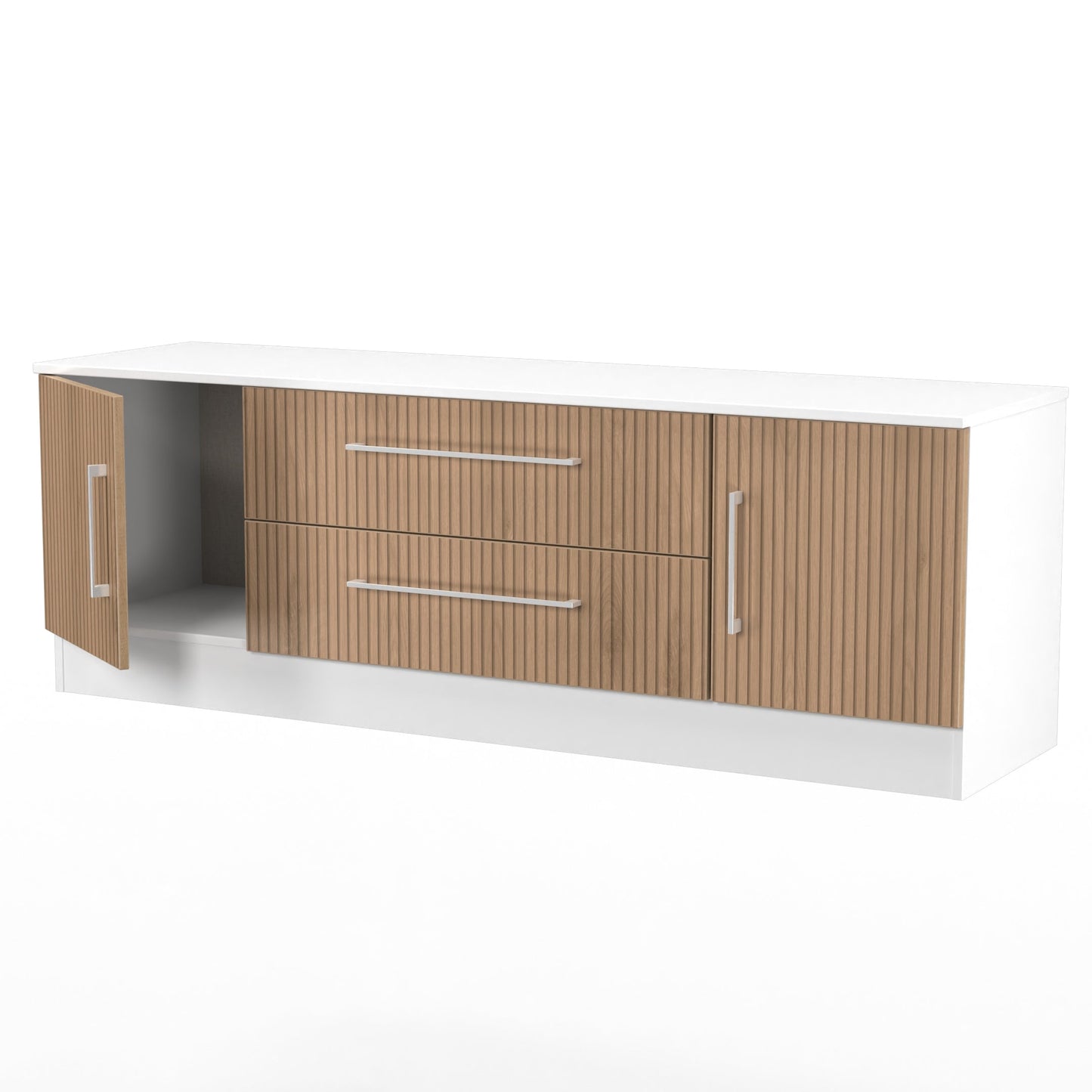 Worcester TV Unit White & Light Oak 2 Drawers 2 Doors 144cm