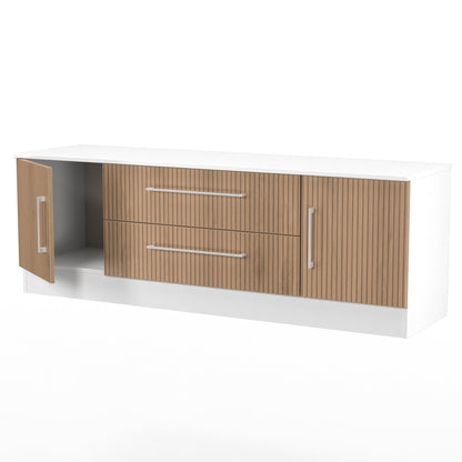 Worcester TV Unit White & Light Oak 2 Drawers 2 Doors 144cm