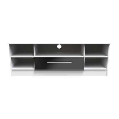 Worcester TV Unit Black & White 5 Shelves 1 Drawer 39cm