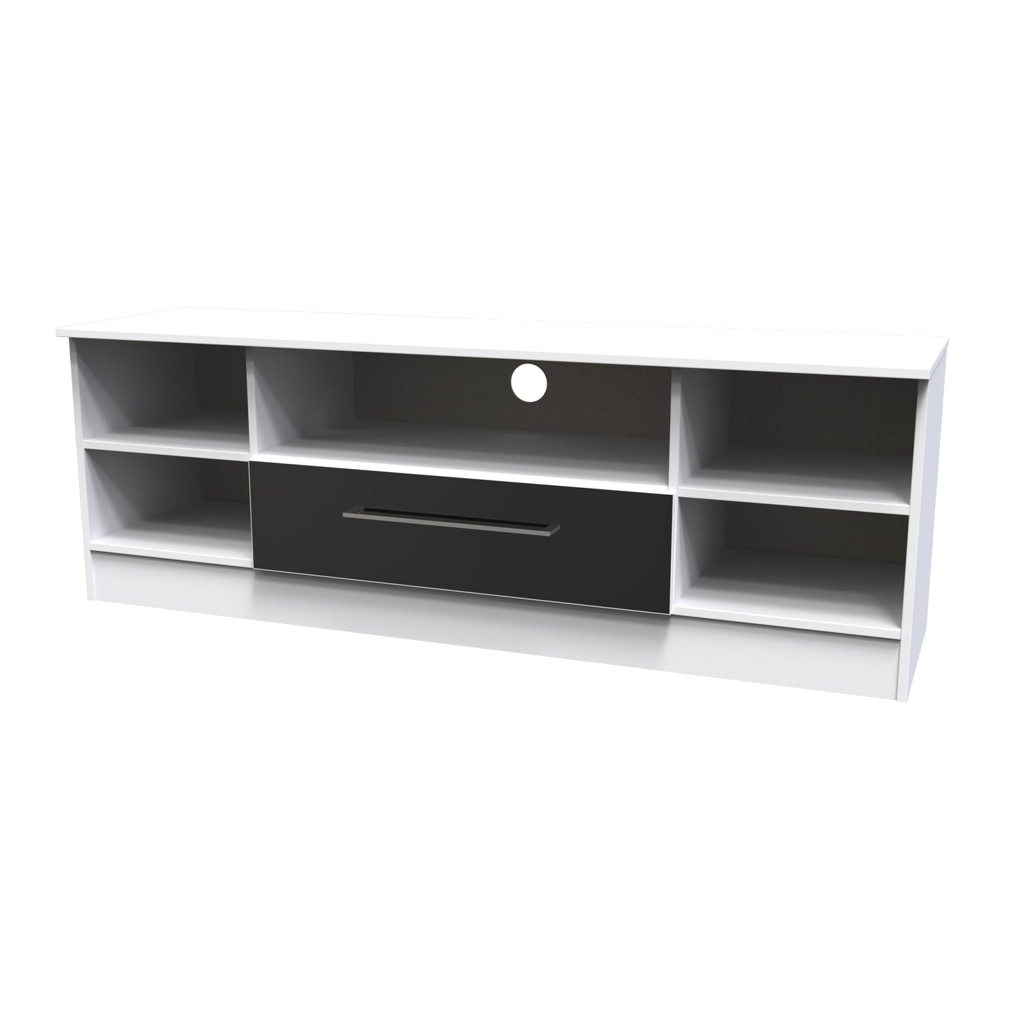 Worcester TV Unit Black & White 5 Shelves 1 Drawer 39cm