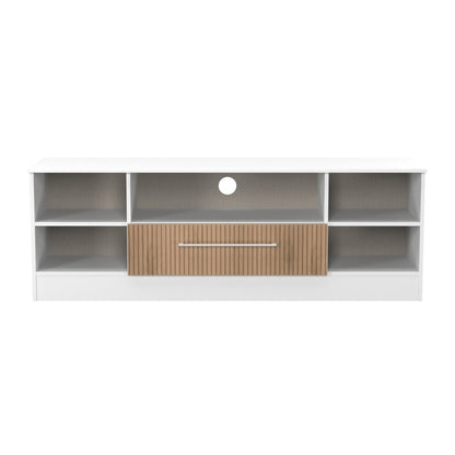 Worcester TV Unit White & Light Oak 5 Shelves 1 Drawer 39cm