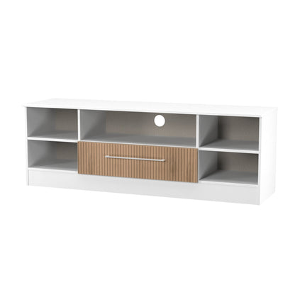 Worcester TV Unit White & Light Oak 5 Shelves 1 Drawer 39cm