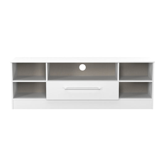 Worcester TV Unit White 5 Shelves 1 Drawer 39cm