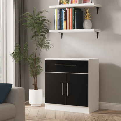 Worcester Sideboard Black & White 2 Doors 1 Drawer 74cm