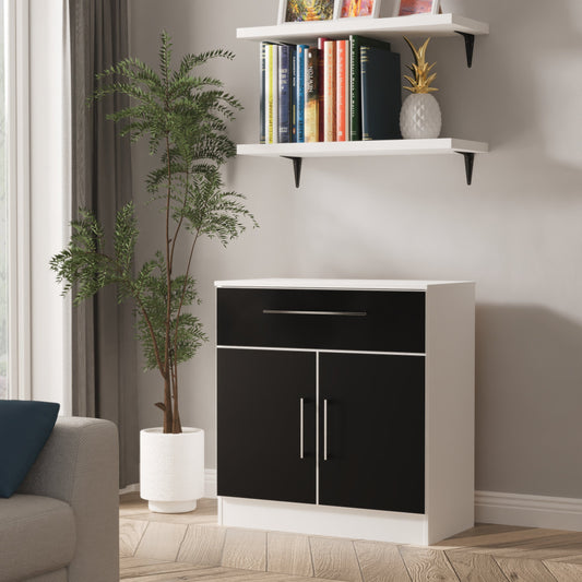 Worcester Sideboard Black & White 2 Doors 1 Drawer 74cm