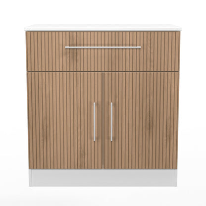 Worcester Sideboard White & Light Oak 2 Doors 1 Drawer 74cm