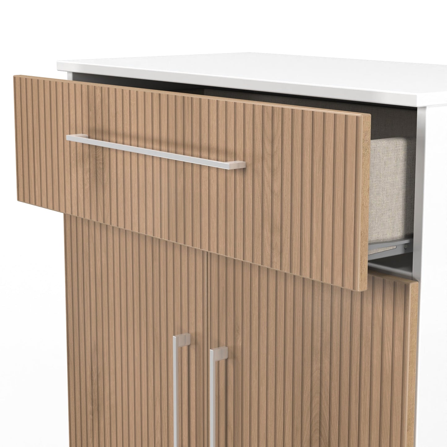 Worcester Sideboard White & Light Oak 2 Doors 1 Drawer 74cm