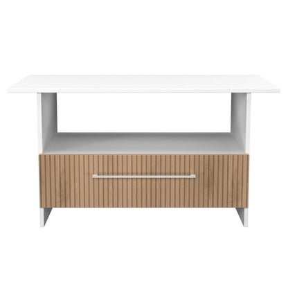 Worcester Coffee Table White & Light Oak 1 Shelf 1 Drawer 93cm