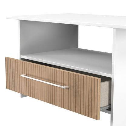 Worcester Coffee Table White & Light Oak 1 Shelf 1 Drawer 93cm