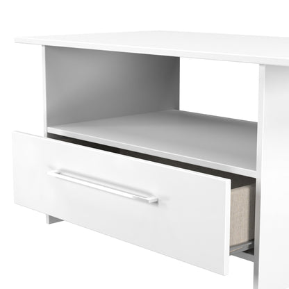 Worcester Coffee Table White 1 Shelf 1 Drawer 93cm