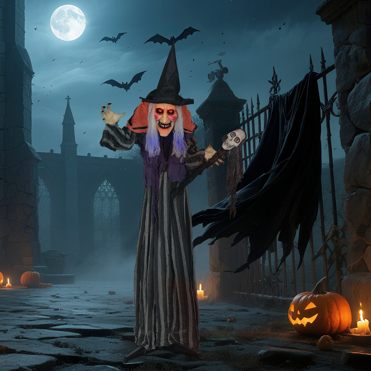 Animated Witch Halloween Decoration - 160cm