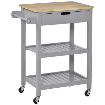 Kitchen Trolley Utility Cart on Wheels with Rubberwood Worktop Primary Image