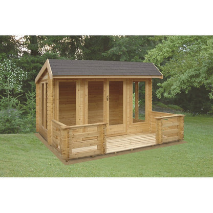 Shire Shire Wykenham 13' 8" x 13' 8" Reverse Offset Apex Log Cabin - Premium 44mm Cladding Tongue & Groove