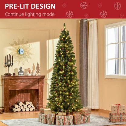 7 Foot Prelit Artificial Pencil Christmas Tree with Warm White LED Light