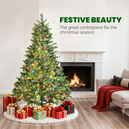 6ft Carolina Pine Christmas Tree Artificial - with LED Lights Multicoloured 2123 Tips