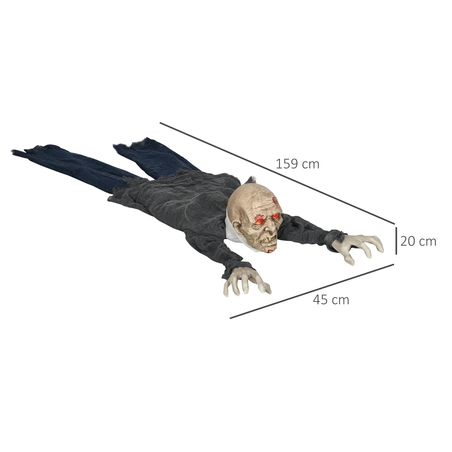 Animated Crawling Zombie Halloween Decoration - 159cm