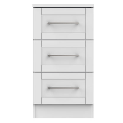 York Bedside Table Grey 3 Drawers 37cm