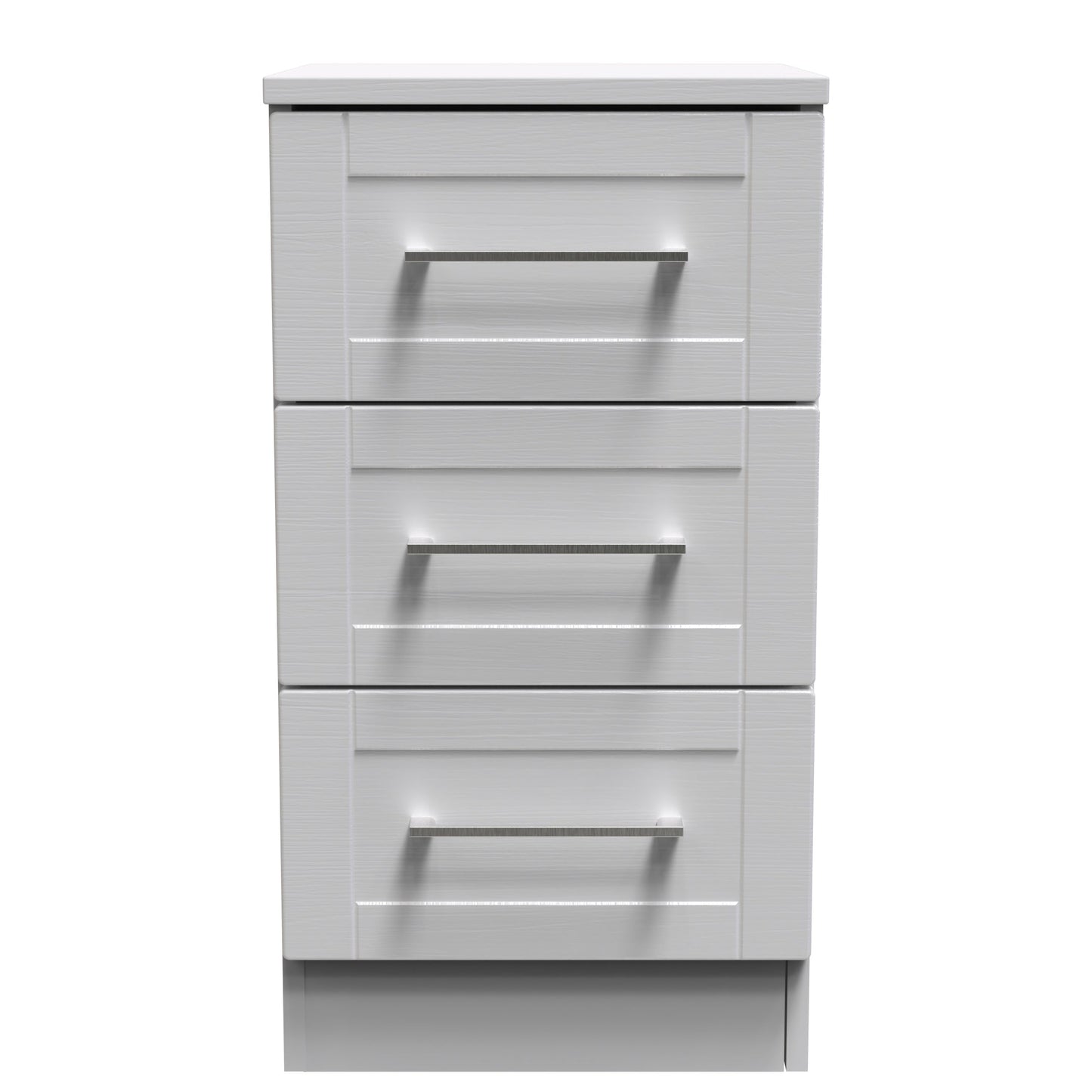 York Bedside Table Grey 3 Drawers 37cm