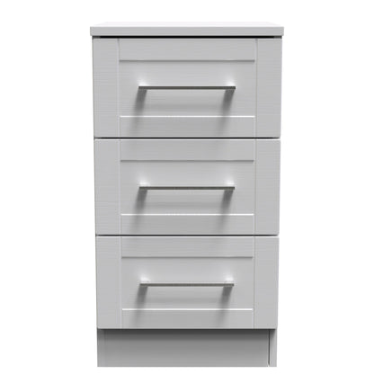 York Bedside Table Grey 3 Drawers 37cm