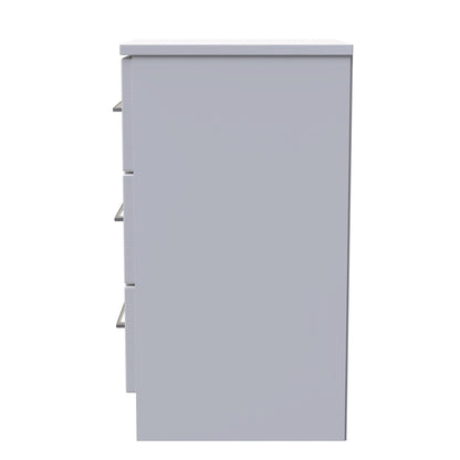 York Bedside Table Grey 3 Drawers 37cm