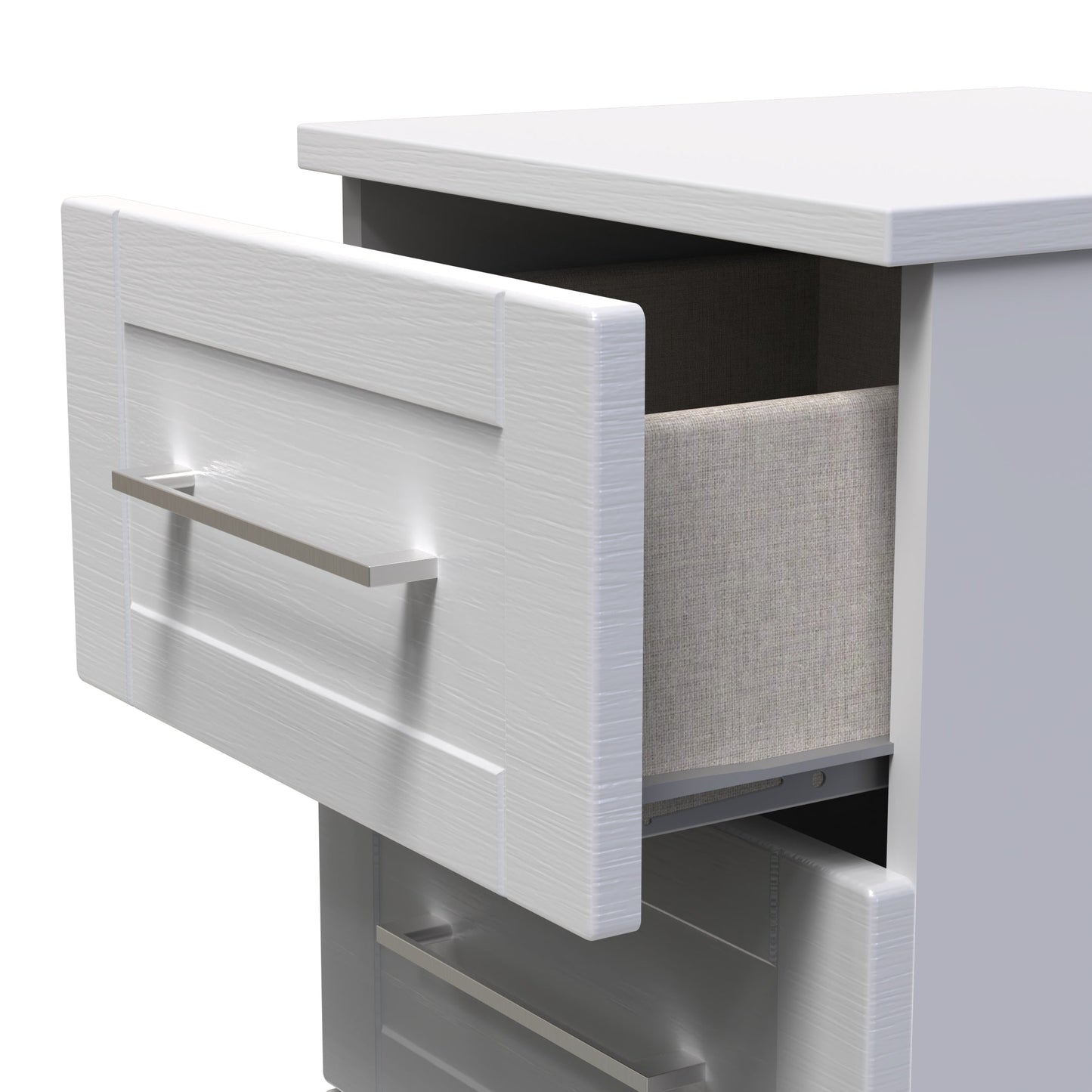 York Bedside Table Grey 3 Drawers 37cm