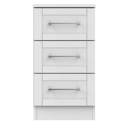 York Bedside Table Grey 3 Drawers 37cm