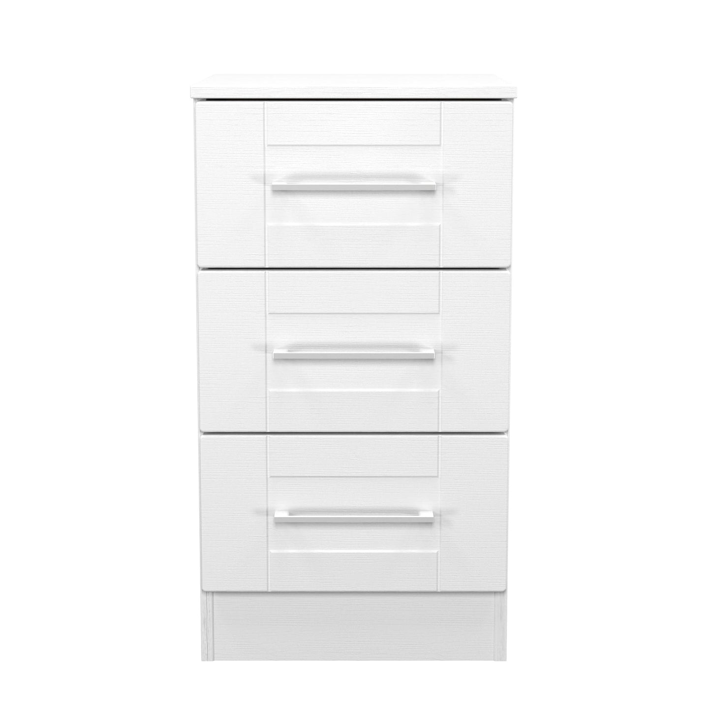 York Bedside Table White 3 Drawers 37cm