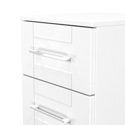 York Bedside Table White 3 Drawers 37cm