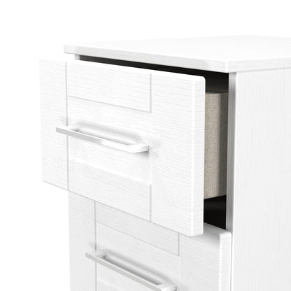 York Bedside Table White 3 Drawers 37cm