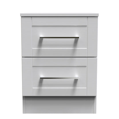 York Bedside Table Grey 2 Drawers 37cm